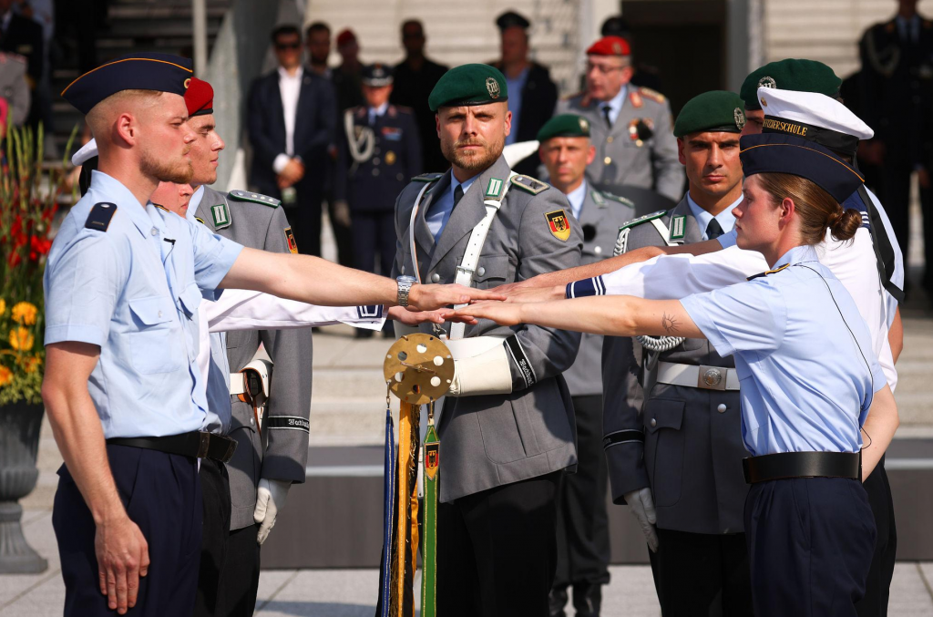 Young Bundeswehr recruits taking their oath to serve the Federal Republic of Germany.